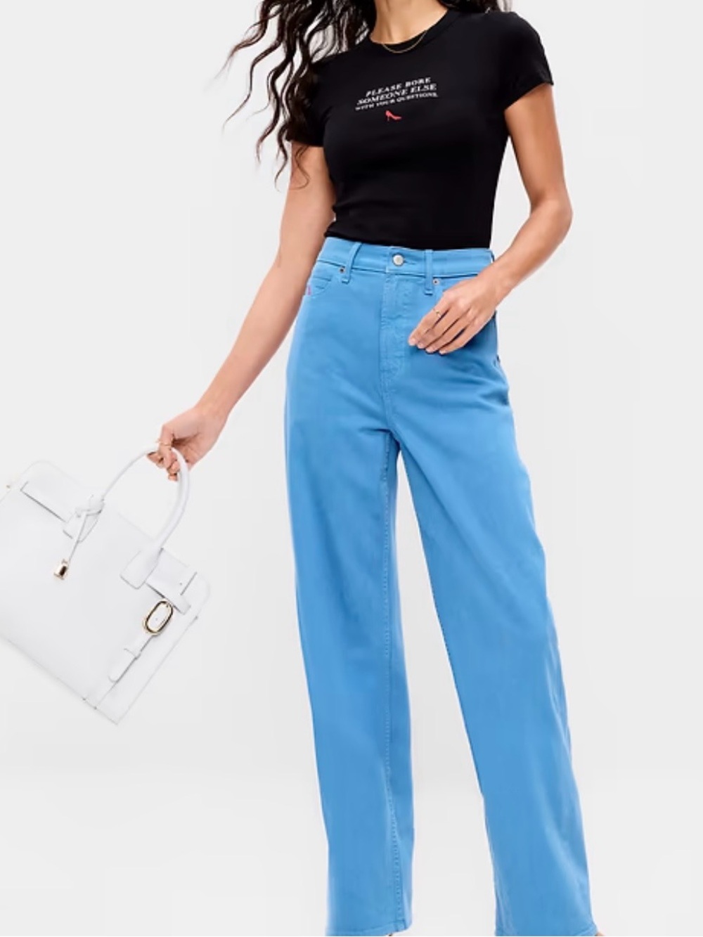 Old Navy Devil Wears Prada High Waist Wide Leg Jeans in Cerulean 8Tall